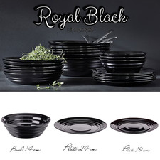 Schwarz Geschirr Schale Teller Geschirr rund Geschirrset Geschirr 6 12 18 Teile