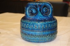 Rar -Keramik Figur Aldo Londi für Bitossi Skulptur Eule Design Riminie Blue 18cm