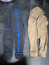 2x Overall Baby Paket Jumpsuit Outdoor Fleece Teddy Kapuze Winter Übergang 86/92