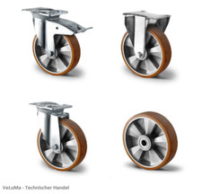 Schwerlastrolle 125 160 200 mm Transportrollen Lenkrolle Bremsrolle Bockrolle PU