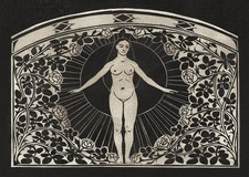 Jugendstil Floral Akt Wandbild