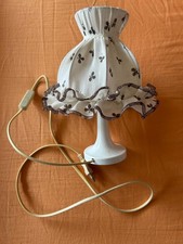 Vintage DDR Nachttisch-Lampe Stoffbezug m. Rüschen inkl. Leuchtmittel