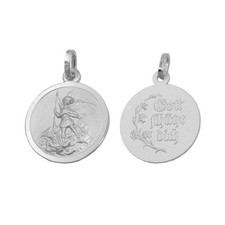 Heiliger Erzengel Michael Anhänger 14 mm Gott schütze Dich Kette Echt Silber 925