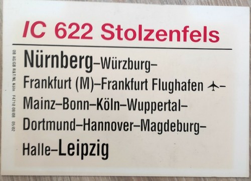 Zuglaufschild intercity 622 - intercity,
