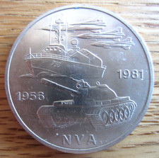 Rare 10 Mark-Militaria-Gedenkmünze VEB Münze DDR (A): 25 Jahre NVA 1981 (ss)