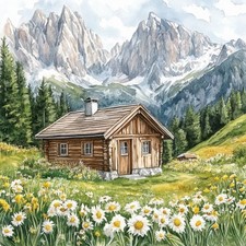 Wandbild Berghütte Haus