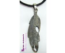 925 SILBER  Anhänger + LEDERBAND  GROSSE FEDER / FEATHER  INDIANERSCHMUCK  