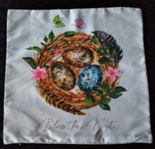 Kissenhülle Vintage Stil Dekokissen  45x45 cm Reißverschluss Osternest