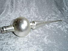 Zarte alte Christbaumspitze aus Glas, Silber/Sterne Glitzer, ca. 28 cm