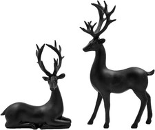 Edler Hirsch - Dekofigur Schwarz - Weihnachtsdeko bis 30 cm - Rentier Reh Figur