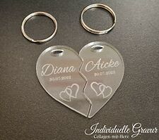 2 Schlüsselanhänger Herz geteilt Partneranhänger Liebe Hochzeit Valentinstag 02