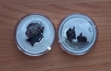 4 Silbermünzen 1oz Unze Silber 999 Australien Lunar II 2011 Hase