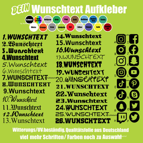 20cm wunschtext aufkleber - wunschtext,