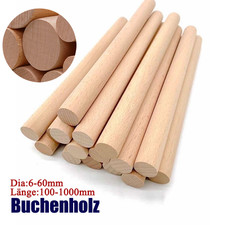 Buchenholz Rundstäbe | Φ6-60mm / Länge:10-100cm | für Bastelbedarf Modelle Roh