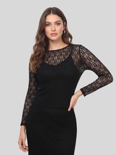 Damen Spitze Langarmshirt Sexy