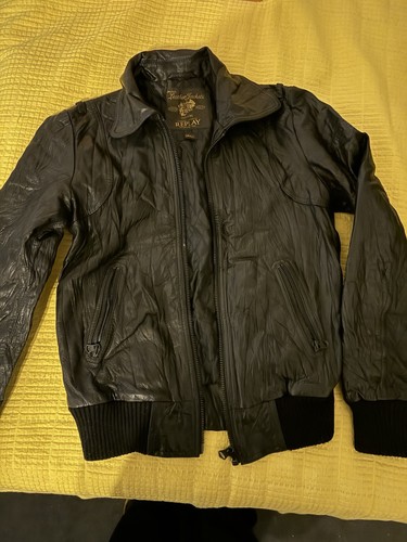 Schwarze lederjacke replay - schwarze,