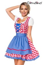 traditionelles Minidirndl Dirndl kariert Oktoberfest Dirndlkleid blau rot Gr 2XL
