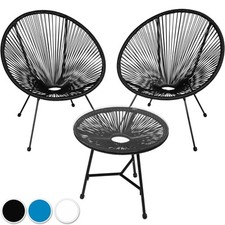 2er Set Acapulco Stuhl mit Tisch Gartenstuhl Gartensessel Retro Lounge Outdoor