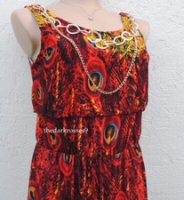 Jumpsuit Overall Einteiler stretch  Hippie Boho EG 36 38 40 Bunt mit Kette