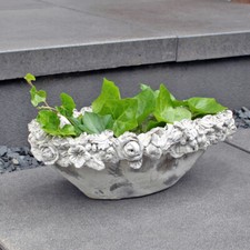 Vintage Blumenschale Oval Shabby  Grau Landhaus Pflanzschale Übertopf Blumentopf