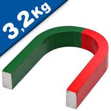 Hufeisen-Magnet Schulmagnet 80 x 60 x 15 mm AlNiCo, rot/grün - hält 3,2 kg
