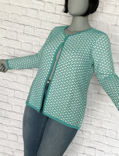 Damen strickjacke grün weiß - damen, grün-weiß