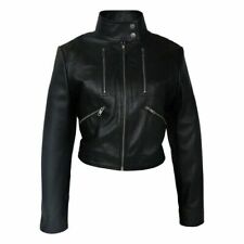 Damen Schwarz Echtleder Bolero