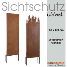 Metall Gartenzaun Sichtschutzwand 170cm Rost Sichtschutz-Element Sichtschutzzaun