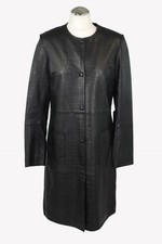 Studio ID Damen Jacke Gr. 38 (M) Schwarz Leder Jacke Mantel  Mantel