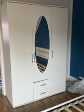 Kleiderschrank SPICE Spiegel Drehtürenschrank Weiß hochglanz - 126 x 208 x 57 cm