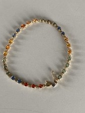 Goldarmband 585 mit vielen, farbigen Saphiren, zierlich gearbeitet