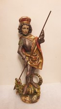 Der heilige Georg,  der Drachentöter Holz Figur Skulptur antik aus  Auktionhaus 