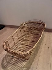 Vintage Rattan Baby Stubenwagen Korbgeflecht Moses 60er Jahre Französisch Boho