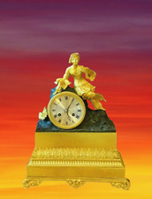 Empire Orientalin Figur Antike Französische Feuergoldbronze Pendule 1830 Service