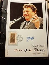 Handschriftliches Autogramm Franz Josef Strauß Philswiss 1986 1000er  Auflage 