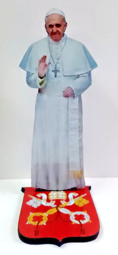 Papst franziskus holzfigur - -,
