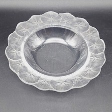 Grosse LALIQUE "Honfleur" Glasschale, 27 cm Durchmesser, Signiert 