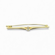 Elegante 585er-Gold Brosche mit Brillant, Vintage 14 K Schmuck, 5,5 g