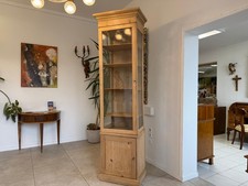 Bäuerliche Jugendstil Vitrine Bauernvitrine Naturholz Bücherschrank antik G2251