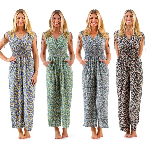 Damen jumpsuit blumen sommer - jumpsuit,