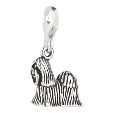 Charm / Anhänger Hund Shih Tzu 2 mit Karabinerverschluß aus 925 Sterling Silber