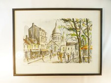 Paris - Place du Tertre - Kunstdruck (Aquarell?) Rahmen 41 cm x 31 cm