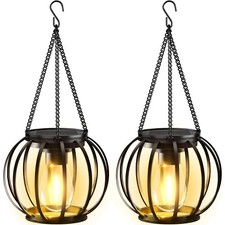 Solar Gartenlampen in Modernem Design, 2 Stück mit LED und Haken für Terrasse