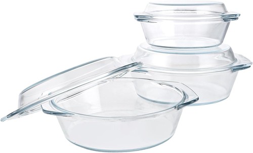 Auflaufform glas set - set, rund