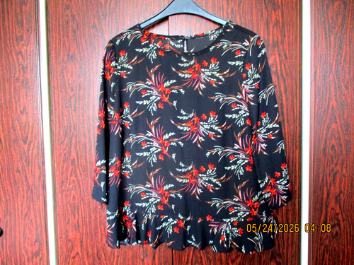 Blumenbluse schwarz bunte - schwarz,