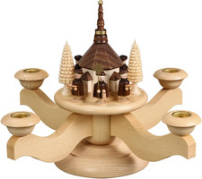 Advent Candle Holder with Seiffen Church and 4 Tealight Holders - Erzgebirge®