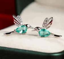 Kolibri Ohringe Exquisit und klein synthetisches Zirkon Vogel 1,2 cm x 1,6 cm