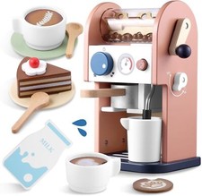15 Teile Kaffeemaschine Kinder Holz mit Sound Kinderküche Spielzeug Geschenke