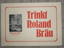 Pappschild  Trinkt Roland Bräu  Nordhausen -