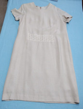 Vintage Kleid Hepburn Sechziger Jahre Kurze Ärmel Beige Gr. 38 40 U4